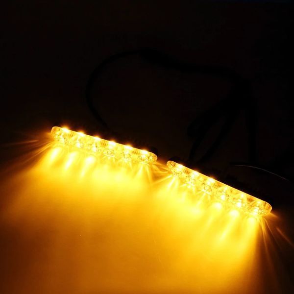 Денні ходові вогні 6 LED 24V з функцією повороту (2 шт) ДХО 24В Білі/Жовті 01805 фото