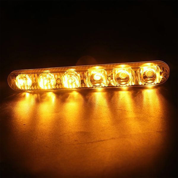 Денні ходові вогні 6 LED 24V з функцією повороту (2 шт) ДХО 24В Білі/Жовті 01805 фото