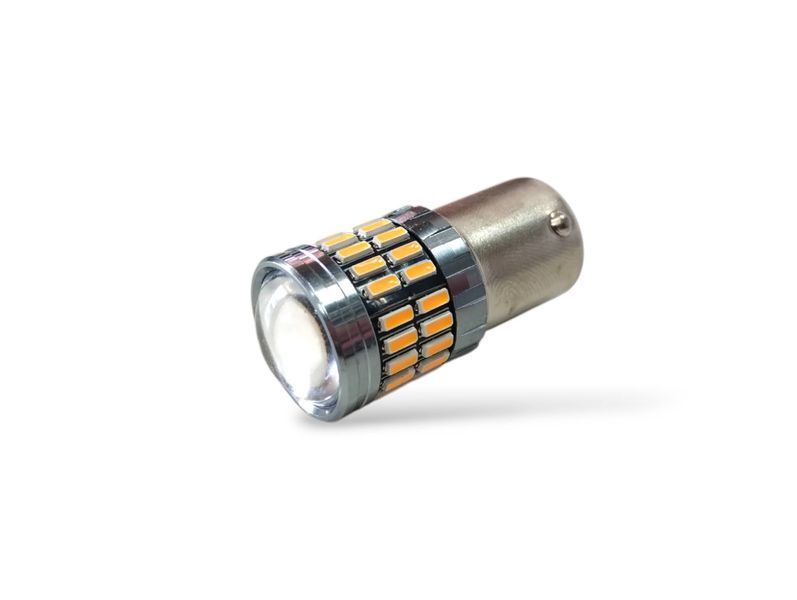Led лампа PY21W Ba15s 12-24V 54 SMD 1156 1 контакт Желтого света Аналог лампы P21W; PY21W 961652 фото