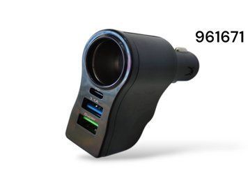 Адаптер зарядний пристрій від мережі автомобіля 12-24 V USB Type-C + Вольтметр із синьою підсвіткою 961671 фото
