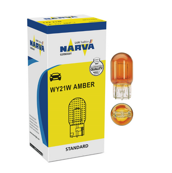 Лампа WY21W 12V 21W W3x16D Narva Желтая 17629 фото