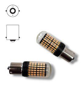 Led-лампа в місце PY21W BAU15s 144SMD Canbus (Обманка) 12-24V Жовта 1 контактна лед лампа рівний цоколь 961265 фото
