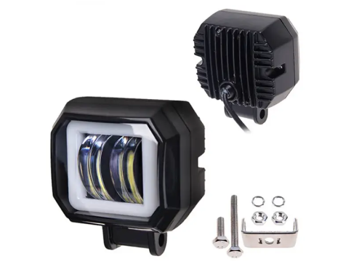 Led фара дополнительного света на 2 линзы 30W 12-24V + ангельские глазки 00092 фото