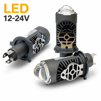 Автомобільні LED-лампи H4 Mini лінза 12-24 V 60 W 13000 Lm Бі-лід (2 шт.) 961768 фото