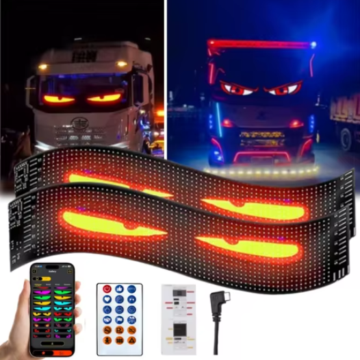Led очі в машину, гнучка лед панель для виведення зображення з пультом LED Matrix 320*100мм 40030 фото