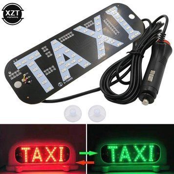Автомобильная Led табличка TAXI на 2 режима Зелёный / Красный с кнопкой 96555 фото