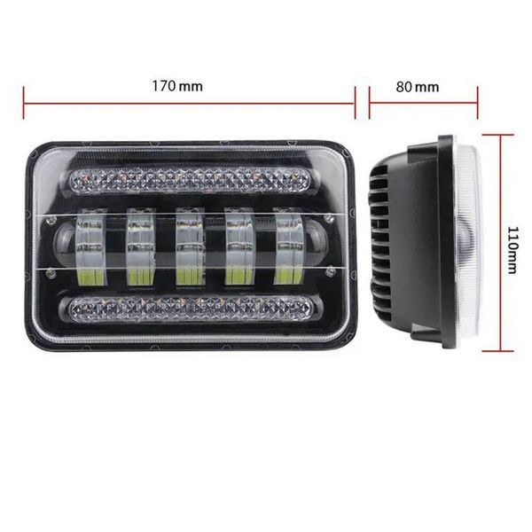 Led фара дополнительного света 5 Линз 50W+ДХО 12-24V светодиодная лед фара 01594 фото