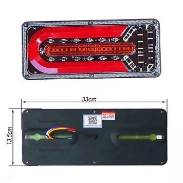 Задние Неоновые Led Фонари с бегущим поворотом на прицеп 24V комплект 4087 фото