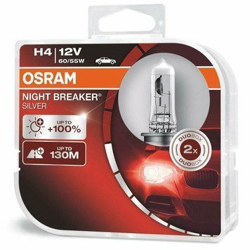 Лампи H4 12V Night Breaker Silver P43t +100% 60/55W (2 шт) 64193NBS фото