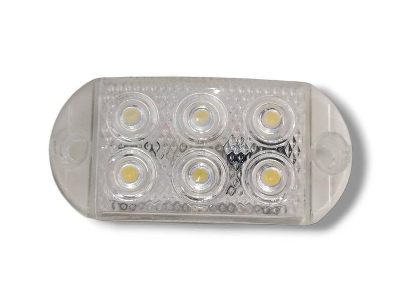 Ліхтар габаритний led яскравий Білий 12-24V 6 Led 01965 фото