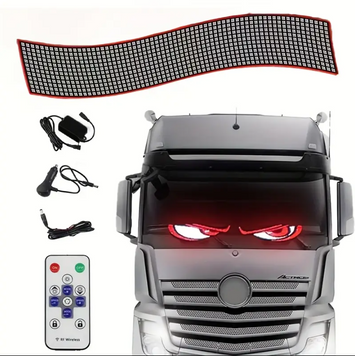 Led глаза в машину, гибкая лед панель Глаза на лобовое стекло с пультом LED 1500*170мм 4861 фото