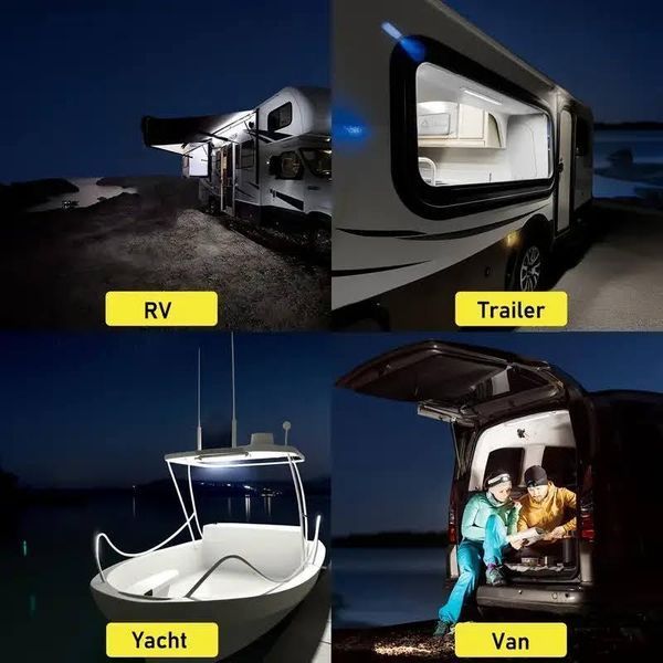Led світильник підсвічування салону 12-24V з кнопкою включення великий у прозорому корпусі 2376LM 0516 фото